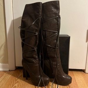 JustFab, Brown, Knee High Boots
